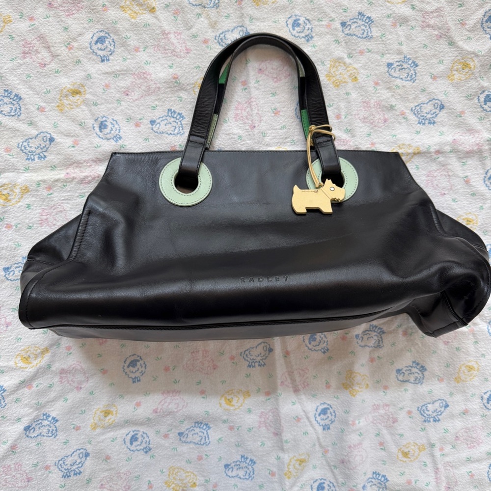 Radley London black leather purse w/pastel accents